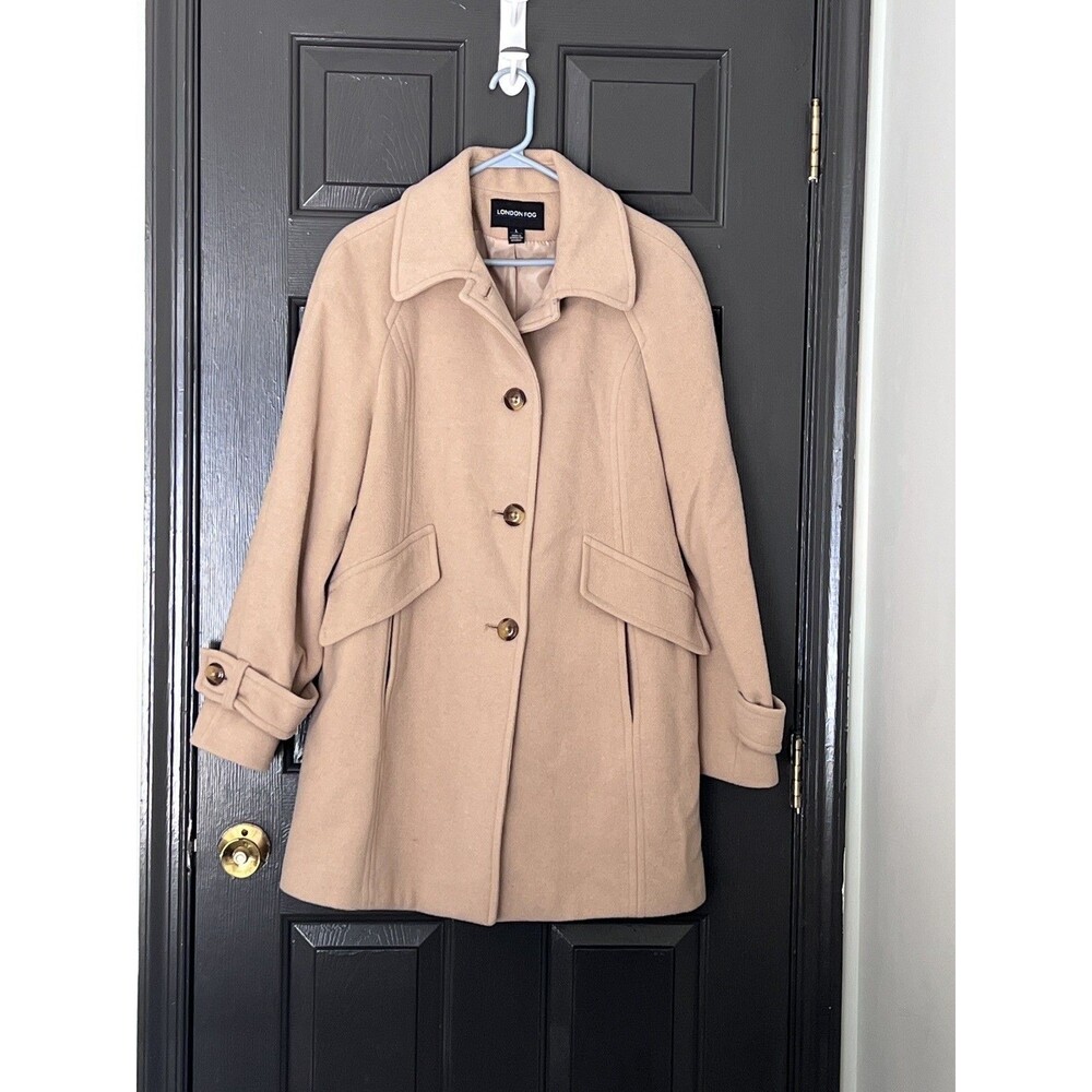 London Fog Womens Wool Blend Overcoat Sz L Classic Old Money Minimalist Career